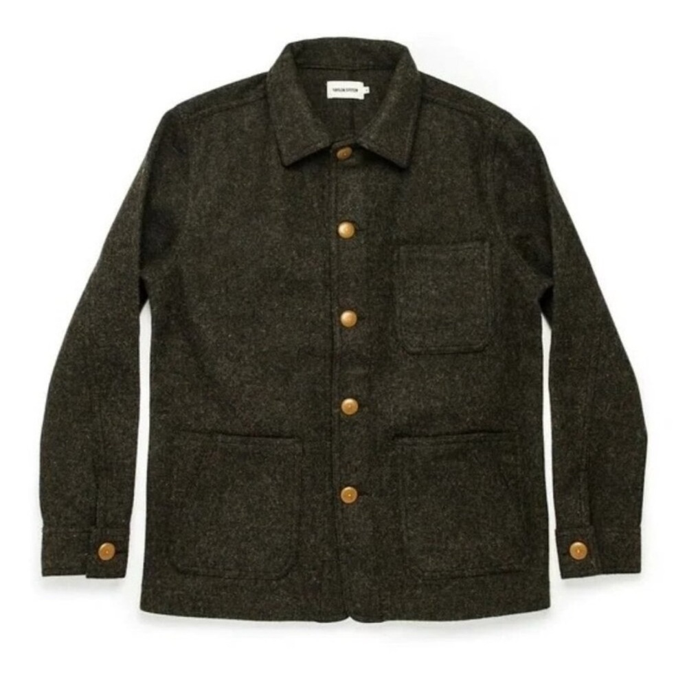 Taylor Stitch Dark Gray Jacket with Brown Buttons
